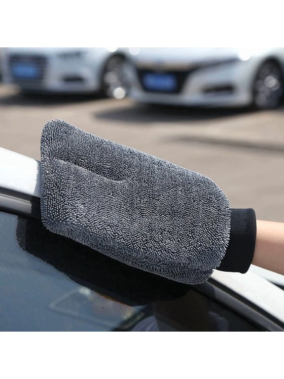 1Pc Double Sided Twisted Car Wash Gloves Strong Water Absorption Scratch Free