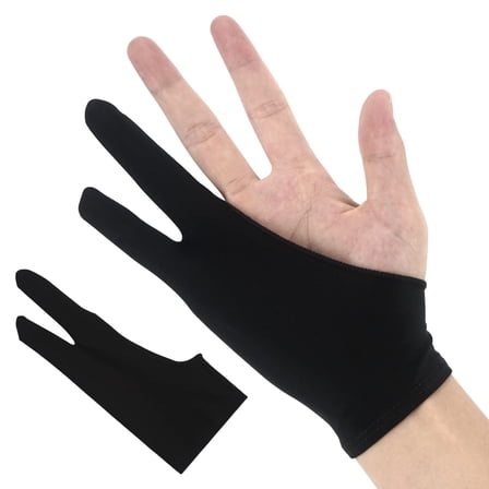 1Pc Drawing Glove, Digital Art Glove, Drawing Glove Left and Right Hand, Palm Art Glove for Friction-Free, for Tablet Pad Monitor Painting Paper Sketching, Black