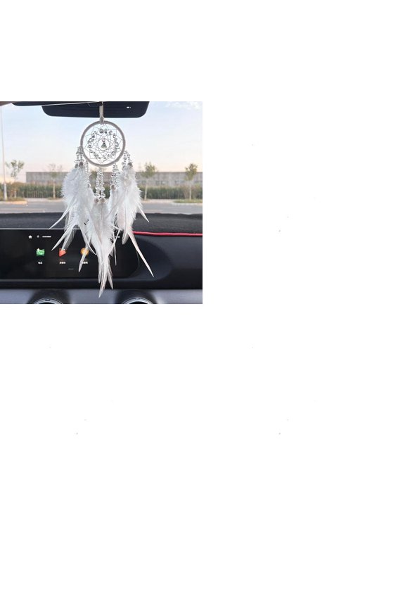 1Pc Dream Catcher Natural Quartz Woven Web Net with Pendant Decorations with Imitation Pearl Covered with Cotton Lace Villus