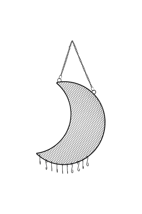 1Pc Earring Wall Holder Hanging Jewelry Storage Organizer, Metal Grid Star And Moon Shape Jewelry Rack, Gift for Ladies And Girls