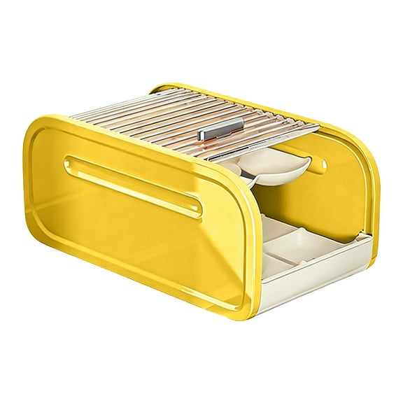 1Pc Egg Tray - Auto Rolling Egg Holder,Space-Saving Egg Organizer for Refrigerator,2-Tier Plastic Fridge Egg Storage Containers with Lid & Handle,Large Capacity Stackable Egg Holder for Fridge,Yellow