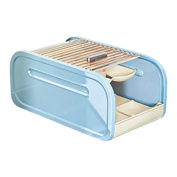 1Pc Egg Tray - Auto Rolling Egg Holder,Space-Saving Egg Organizer for Refrigerator,2-Tier Plastic Fridge Egg Storage Containers with Lid & Handle,Large Capacity Stackable Egg Holder for Fridge,Blue