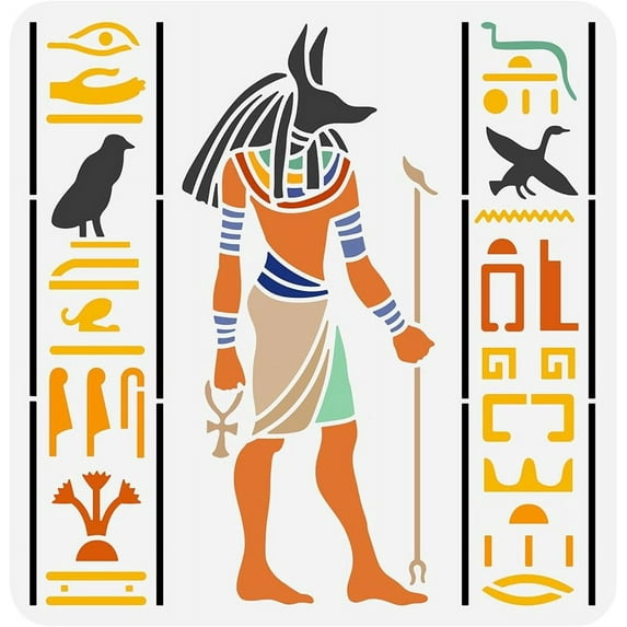 1Pc Egyptian God Anubis Painting Stencil Drawing Template on Wood Wall Fabric Paper Furniture 11.8x11.8inch