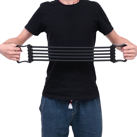 1Pc Ergonomic Handle Chest Expander Black with Spring Exerciser for Arm and Shoulder