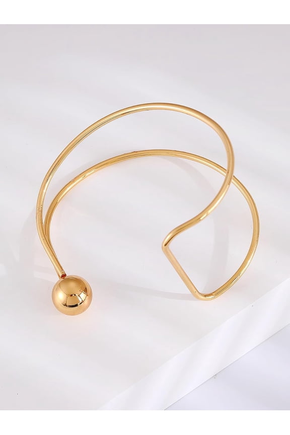 1Pc Exaggerated Iron Cuff Bangles for Women Light Gold 1-5/8 inch(4cm) Inner Diameter: 2-3/8 inch(5.9cm)