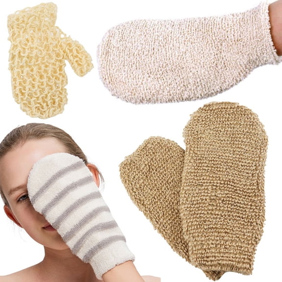 1Pc Exfoliating Hemp Bath Glove Mitten Bamboo Fiber Double-Sided Bath Gloves
