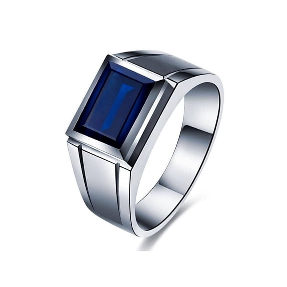 1Pc Exquisite Cubic Zirconia Decor Ring For Men For Engagement Gift Zinc Alloy Blue