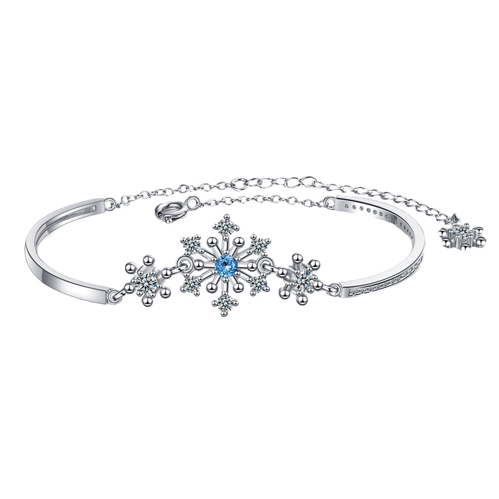 Amazon.com: Christmas Snowflake Bracelet for Women 925 Sterling Silver  Winter Snowflake Bracelets Adjustable Cubic Zirconia Crystal Xmas Jewelry  Valentines Holiday Gifts: Clothing, Shoes & Jewelry