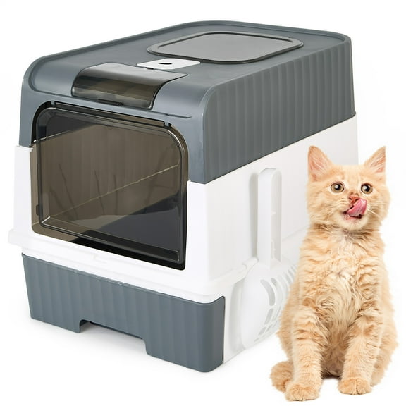 1Pc Extra-Large Cat Litter Box with Drawer & Scoop - Spacious Polypropylene Kitty Toilet, Easy-Clean Design