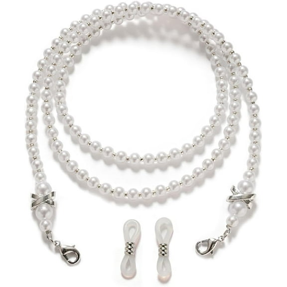 1Pc Eyeglasses Chain 725mm White Acrylic Round Beaded Neck Strap Eye Glasses Cord Stylish Neck Lanyard for Women Reading Writing Everyday Wear Making DIY