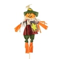 thumbnail image 1 of 1Pc Fall Thanksgiving Scarecrow Decoration, Pumpkin Scarecrow Doll Green Pants, 21.7Inch Halloween Scarecrow, Fall Harvest Standing Scarecrow Decor for Autumn, Halloween, Garden, Yard Decoration, 1 of 6