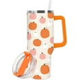 thumbnail image 1 of 1Pc Fall Tumbler with Handle Lid Straw 40oz Autumn Orange Pink Pumpkin Stainless Steel Travel Tumbler Cup for Thanksgiving Iced Coffee Party Favor, 1 of 6