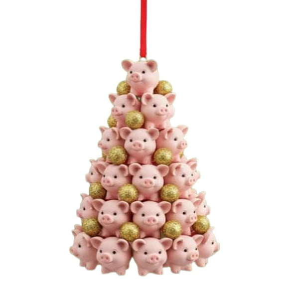 1Pc Farmhouse Animal Christmas Tree Shaped Hanging Ornaments Chicken Pig Frog Stacking Xmas Hanging Ornament 2D Flat Acrylic Xmas Tree Animal Pendant Rustic Indoor Home Decorations Party Gift Decor