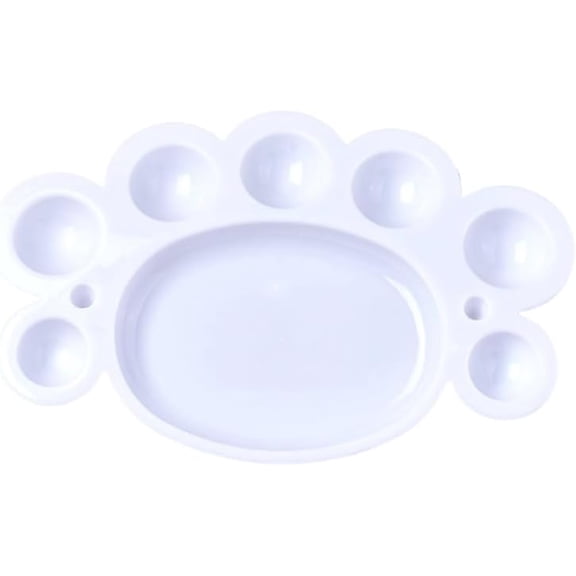 1Pc Feet Shape Art Painting Palette White Plastic Paint Pallet Drawing Color Mixing Tray Artist Tool Supplies with 8 Wells for Watercolor Oil Gouache Craft 165x102x11mm
