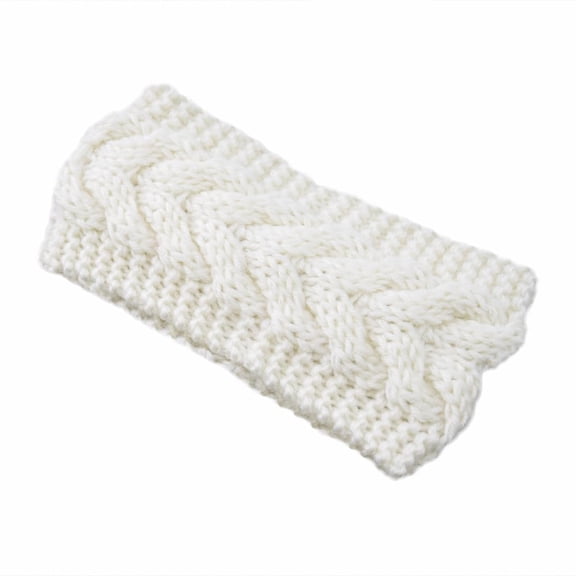 1Pc Fiber Yarn Head Thick Cable Knit Head Wrap White 210x110mm Soft Stretch Warm Winter Accessory for Women Casual Outings Outdoor Activities White