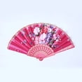thumbnail image 1 of 1Pc Floral Folding Hand Fan Vintage Handheld Silk Cloth Fans with Different Flower Patterns for Chinese Dance Party Wedding, 1 of 7