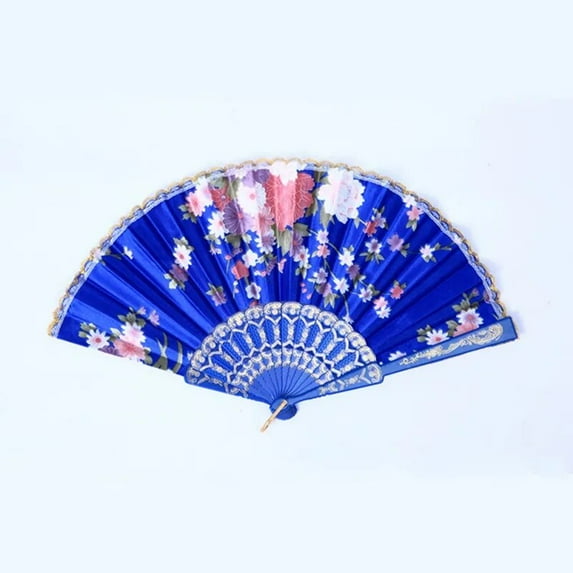 1Pc Floral Folding Hand Fan Vintage Handheld Silk Cloth Fans with Different Flower Patterns for Chinese Dance Party Wedding
