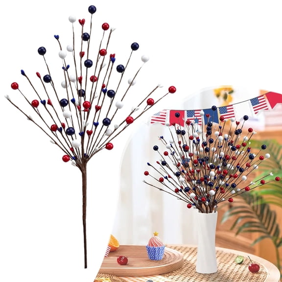 1Pc Floral Pick Decoration Patriotic Picks For Vase,Plastic Red