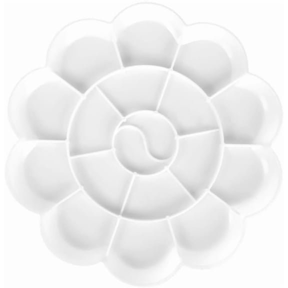 1Pc Flower Art Painting Palette 180mm Diameter White Plastic Paint Pallet Floral Drawing Color Mixing Tray Artist Tool Supplies with 18 Wells for Watercolor Oil Gouache Craft White