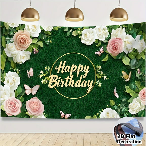 1Pc Flower Backdrop 43*70in Dream Flowers and Butterfly Banner Decoration Background for Photography Studio Props