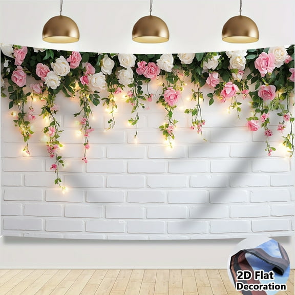 1Pc Flower Backdrop 43x110in Dreamy Rose Background Wall Decoration Background for Photography Studio Props