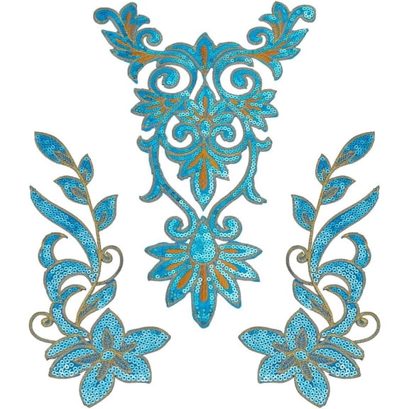1Pc Flower Computerized Embroidery Iron on/Sew on Patches Appliques with Paillette 1Pair Flower Computerized Embroidery Iron on/Sew on Patches diy
