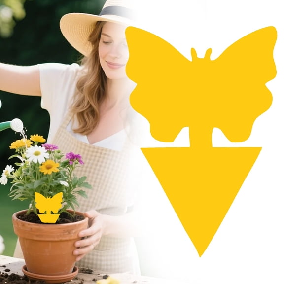 1Pc Flying Insect Traps for Plants,Yellow Sticky Traps for Gnat, Fly& Flying Bug, Indoor Outdoor Flying Bug Catcher for Pots,Garden & Kitchen,Fruit Fly Traps Fungus Gnat Traps Yellow Sticky Bug Traps