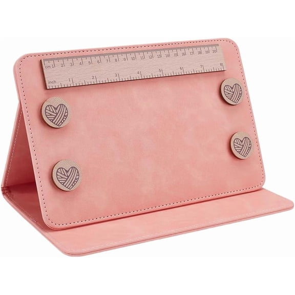 1Pc Folding Knitting Pattern Holder Light Orange Knitting Chart Holder Foldable Sewing Chart Keeper Adjustable Pattern Display Board with Ruler for DIY Craft Pattern Reading Stitch diy