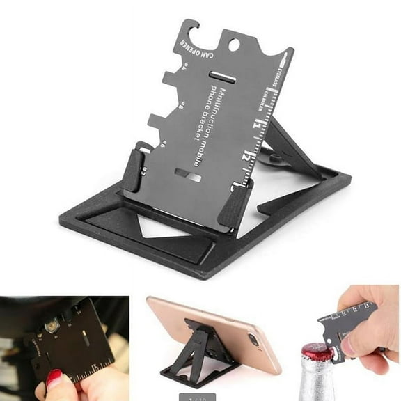 1Pc Folding Mobile Phone Bracket Mini EDC Card Bottle Opener Screwdriver Wrench