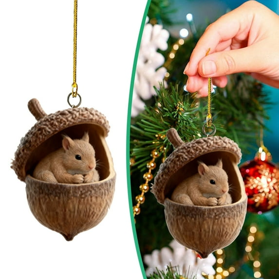 1Pc Forest Animal Acorn Ornaments 2026 New Cozy Forest Christmas Ornaments,Pine Cone Animal Decoration,Woodland Creature Hanging Ornament,Acrylic Hanging Ornament for Home Decor
