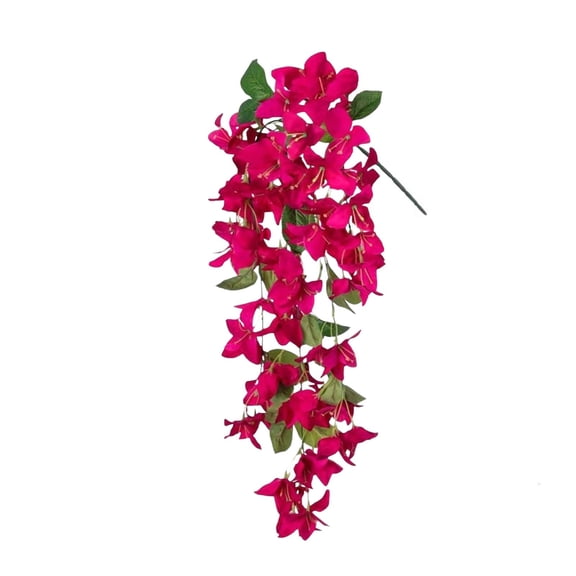 1Pc Fuchsia Silk Hanging Flowers Garlands, Realistic Bougainvillea Trailing Stems, Bright Pastel Faux Plants for Window Box Filler