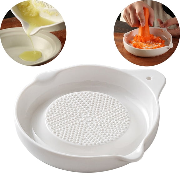 1Pc Garlic Mortar Garlic Mortar Bowl Ceramics For Kitchen Cooking White