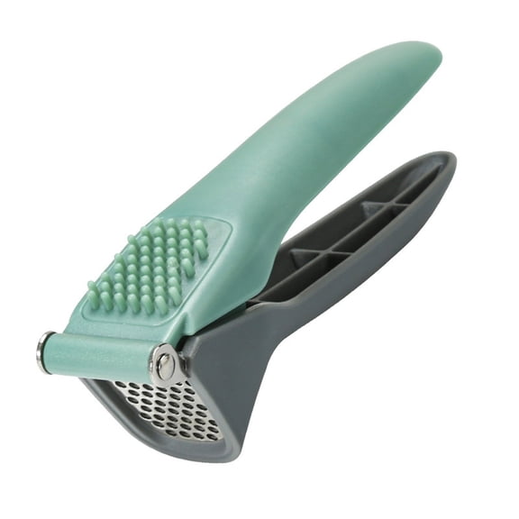 1Pc Garlic Press Machine, 7In Plastic and Stainless Steel Garlic Grinding Tool for Kitchen and Outdoors Green