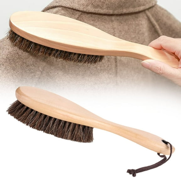 1Pc Garment Brush - Double Sided Wood Handle,Lint Brush for Delicate Clothes,Clothes Brush For Pet Lint,Suede,Garment Hair,Dust,Clothing Brush for Suit,Wool Coat,Removes Pet Lint and Dust,Khaki,8.66"