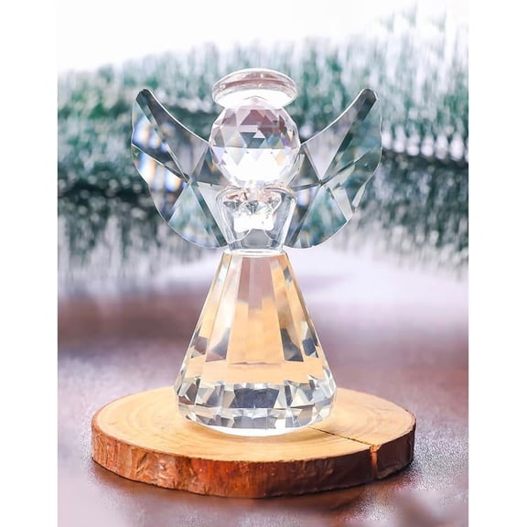 1Pc Glass Angel Display Decorations Home Office Decoration Clear 60x60x82.5mm for DIY
