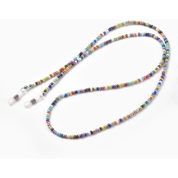 1Pc Glass Beads Eyeglasses Chains Neck Strap for Eyeglasses with Rubber Loop Ends Colorful 30.9 inch(78.5cm) 3mm