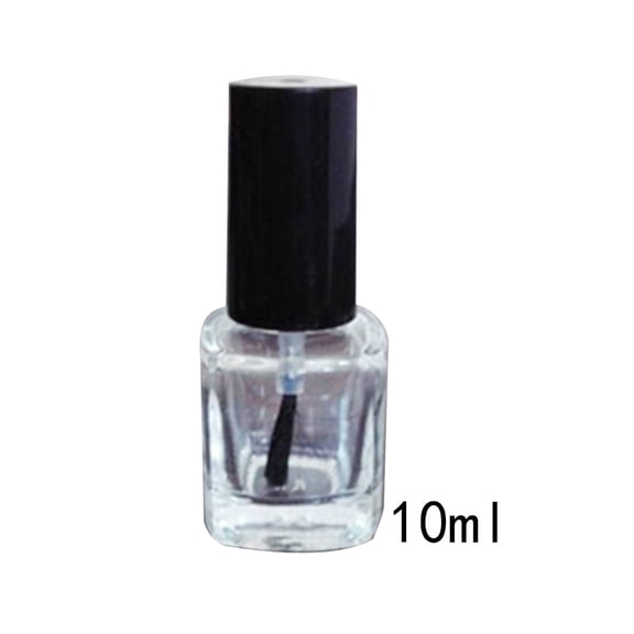 1Pc Glass Empty Polish Bottles Square Round Bottom Gel Clear Container with Cap and Soft Brush Makeup