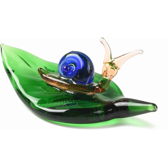 1Pc Glass Snail Figurine Ornament Royal Blue Small Sculpture for Home Office Tabletop Display Decoration 52x26.5x20.5mm Blue