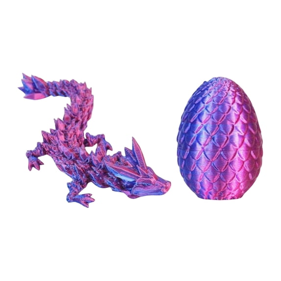 1Pc Glow in the Dark 3D Printed Dragon Egg Purple Articulated Mystery Animal Sculpture for Office Decor and Year-Round Celebration Display