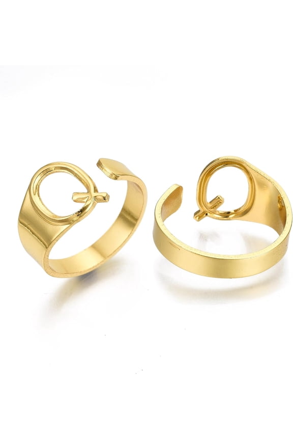 1Pc Gold Letter Ring Alloy Cuff Finger Rings Initial Open Bold Alphabet Ring Adjustable Letter.Q Cuff Ring Personalised Accessories Jewelry Gifts