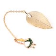 thumbnail image 1 of 1Pc Gold Metal Leaf Bookmark with Pendant for Book Paper Reading Alice, 1 of 12