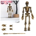 thumbnail image 1 of 1Pc Gold Plastic Posable Skeleton Action Figure,Fully Articulated Mini Skeleton with Display Stand for Halloween Desk Shelf Decor Collectible,One Size,Gold (Clearance), 1 of 9