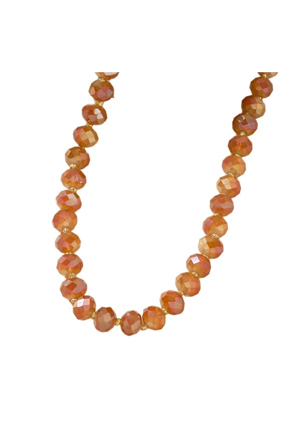 1Pc Gradient Amber Glass Bead Choker Minimalist European Women Collar Necklace