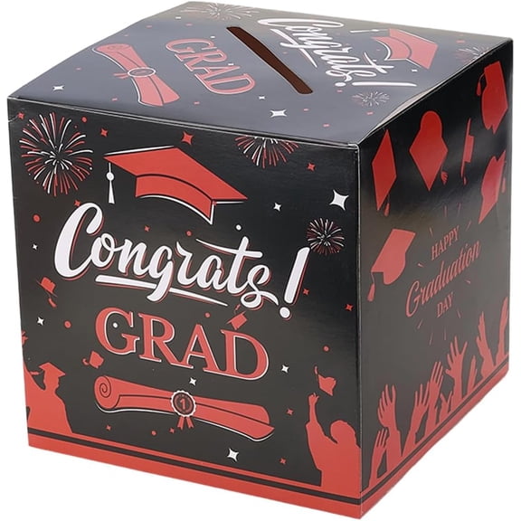 1Pc Graduation Party Paper Voting Decorative Boxes Grad Card Boxes Square Orange 22.8x22.8x22.8cm Craft Supplies