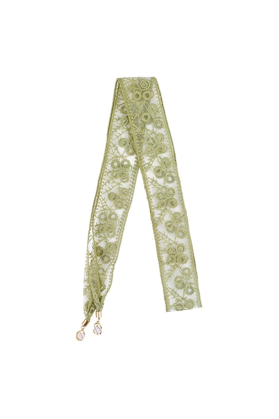 1Pc Green French Lace Headbands Floral Sweet Soft Elegant Head Wrap Lace Hair Ribbons Thin Cotton Polyester Hair Band Headscarf