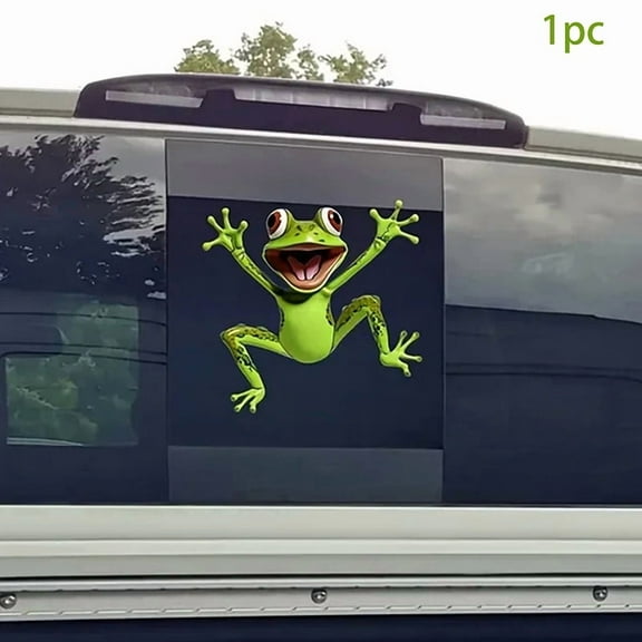 1Pc Green Frog Jump Funny Car Sticker For Laptop, Water Bottle, Phone, Car Truck, Van, Motorcycle, Vehicle Paint Window