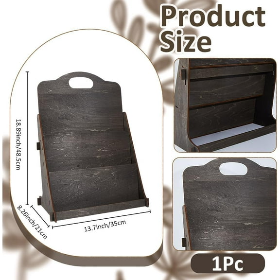 1Pc Greeting Card Display Stand 3-Tier Sticker Display Stand Wooden Postcard Organizer Multipurpose Brochure Holder Light Grey Coaster Display for Pictures 48.5x35x21cm