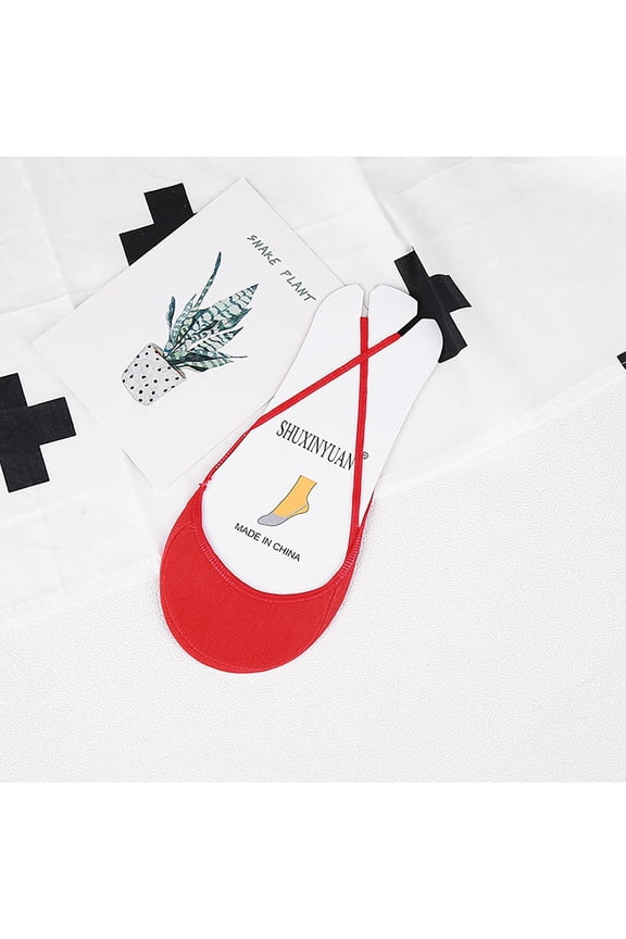 1Pc Half Back Strap No Show Socks, Non Slip Thin Cotton Hosiery, Invisible Liner Socks for Women Flats Sandals Daily Wear Red