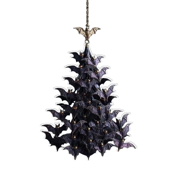 1Pc Halloween Bat Hanging Ornament, 2D Acrylic Gothic Bat Decoration with Hanging Chain, Bat Tree Ornament for Halloween Tree, Party, Home, Porch, Window and Indoor Decor