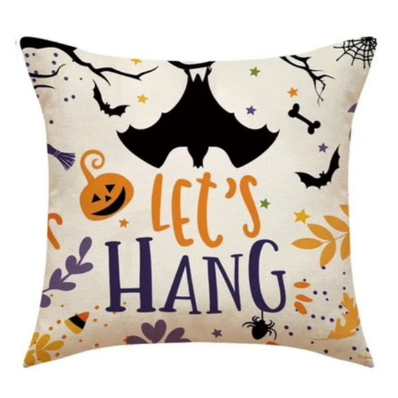 1Pc Halloween Pillow Covers 18 x 18 Inch Ghost Lantern Pumpkin Throw Pillows Outdoor Decorative Black Bats Pillowcases for Home Bed Sofa Couch